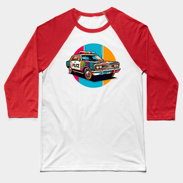 Police Car Baseball T-Shirt by Vehicles-Art